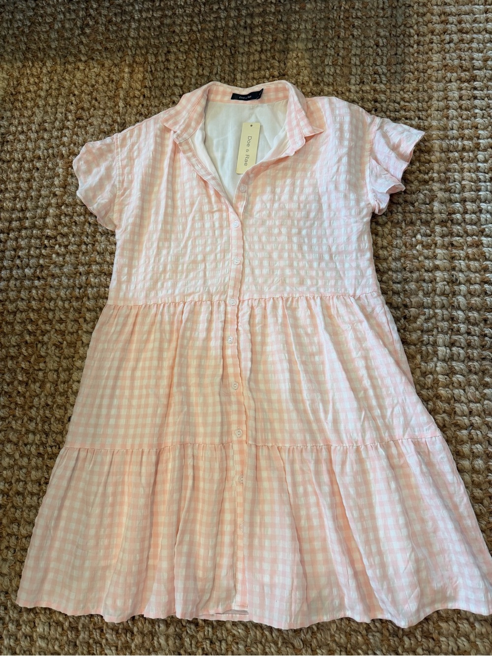 Doe & Rae Women’s Pink Gingham Button-Front Dress Size Small